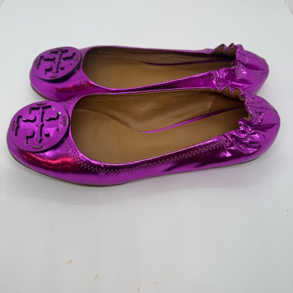 Tory Burch Reva Metallic Purple Flats – Size 37 (Fits US 7) - Picture 2 of 3